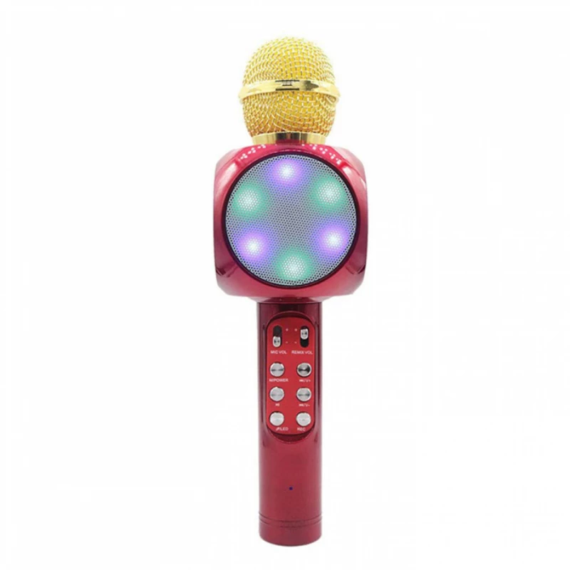 Ασύρματο Bluetooth Mικρόφωνο KARAOKE Hχείο Mp3 Player - WSTER Wireless Microphone Speaker - Κόκκινο