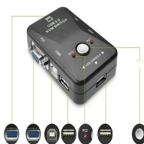 Επιλογέας VGA 2 PC σε 1 Οθόνη & Παράλληλη Σύνδεση με USB, Πληκτρολόγιο, Ποντίκι & Flash Memory