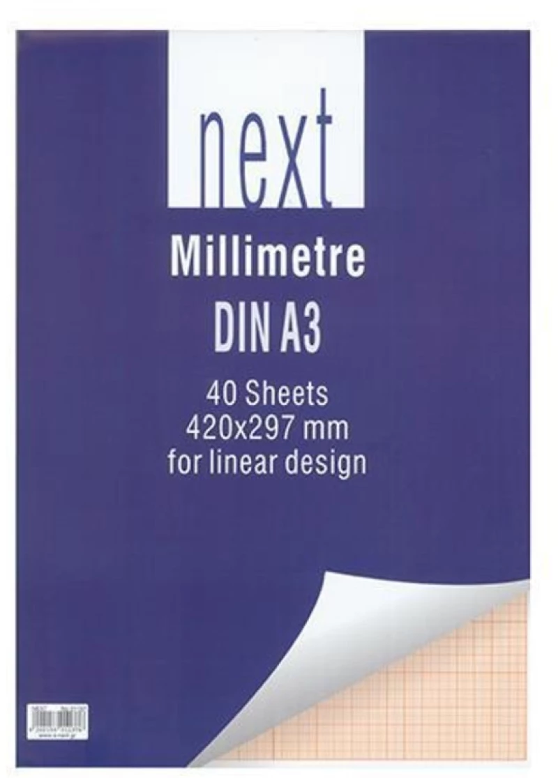 248902 Next μπλοκ μιλιμετρέ DIN Α3 29,7x42εκ. 40φ. (ΣΕΤ 10 ΤΕΜΑΧΙΩΝ)