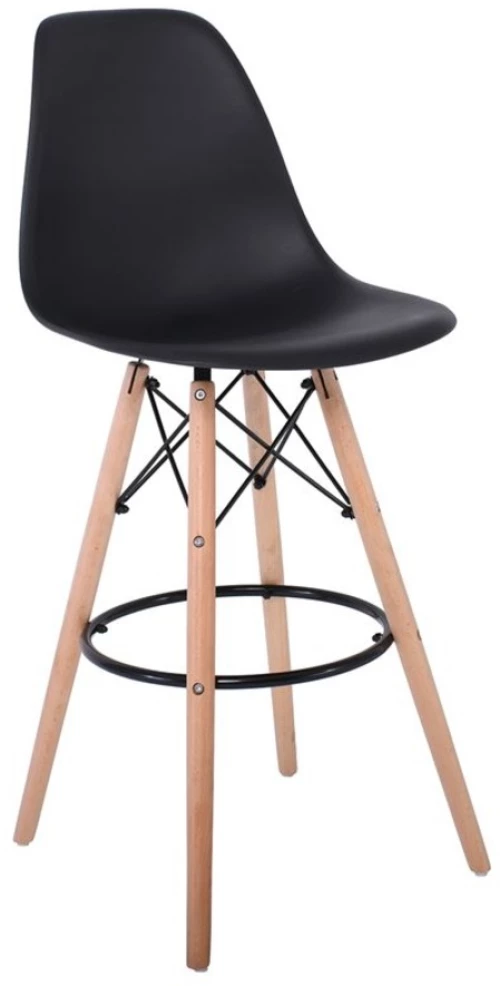 16304 ART WOOD ΣΚΑΜΠΟ BAR ΜΕ ΠΛΑΤΗ, ΠΟΔΙΑ ΟΞΙΑ ΦΥΣΙΚΟ, PP ΜΑΥΡΟ 46x54x74/111cm (ΣΕΤ 4 ΤΕΜΑΧΙΩΝ)