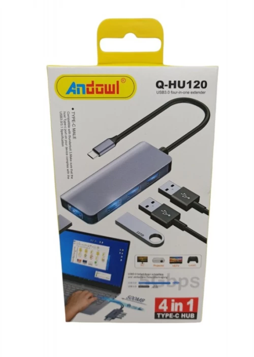 USB HUB ΓΙΑ TYPE-C 4ΣΕ1 ANDOWL Q-HU120