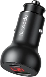 Mcdodo CC-7030 Car Charger USB + USB-C with Display 45W Black φορτιστής αυτοκινήτου με βολτόμετρο