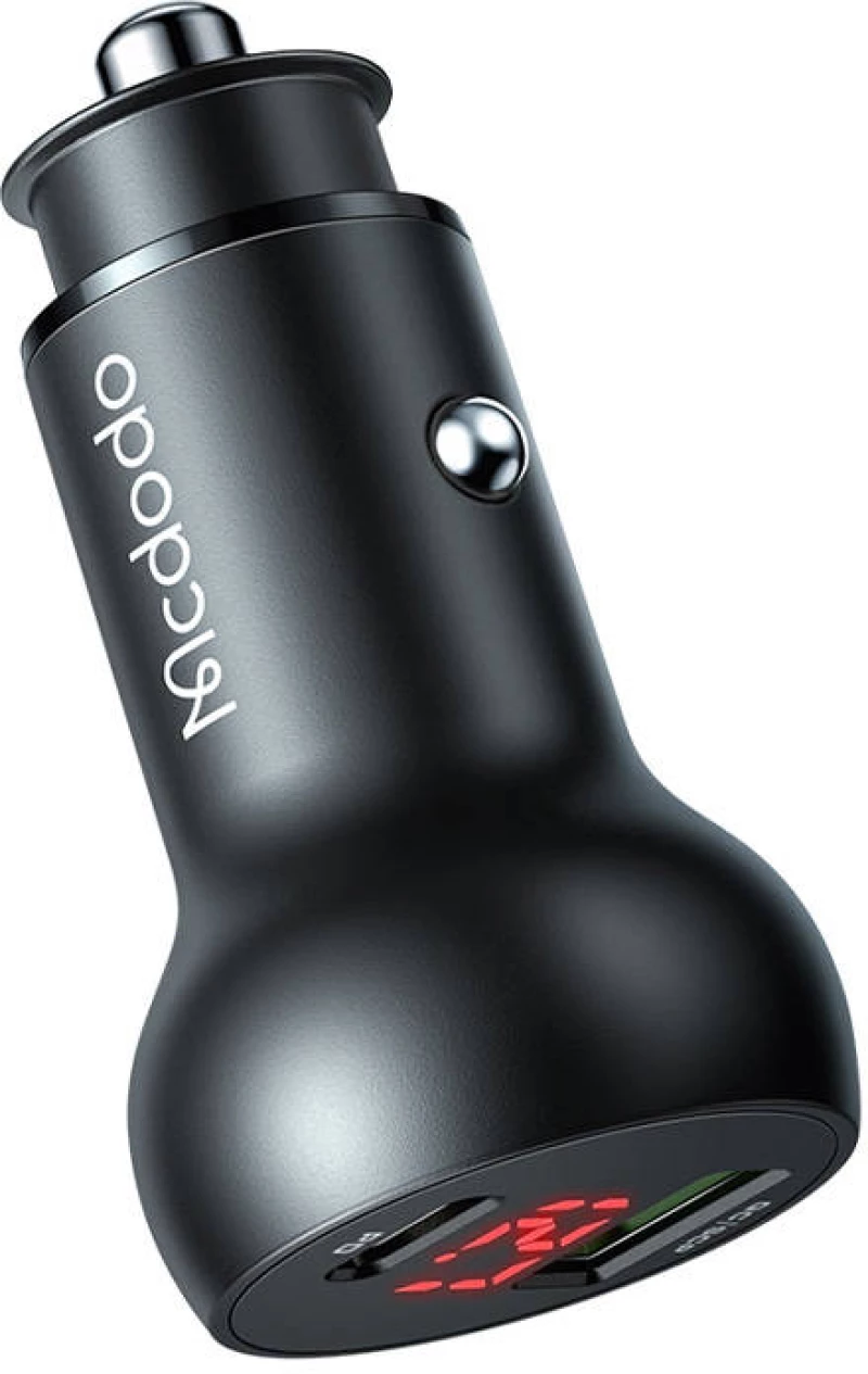 Mcdodo CC-7030 Car Charger USB + USB-C with Display 45W Black φορτιστής αυτοκινήτου με βολτόμετρο