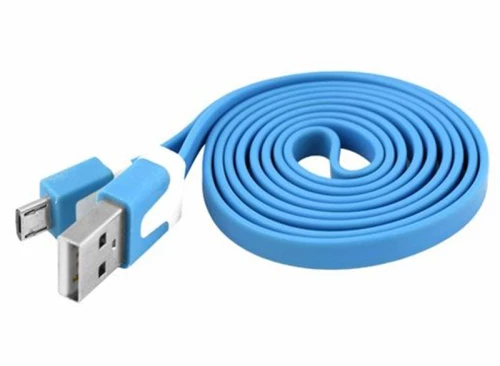 Καλώδιο Φόρτισης και Μεταφοράς Δεδομένων USB Flat MICRO USB - Μπλε