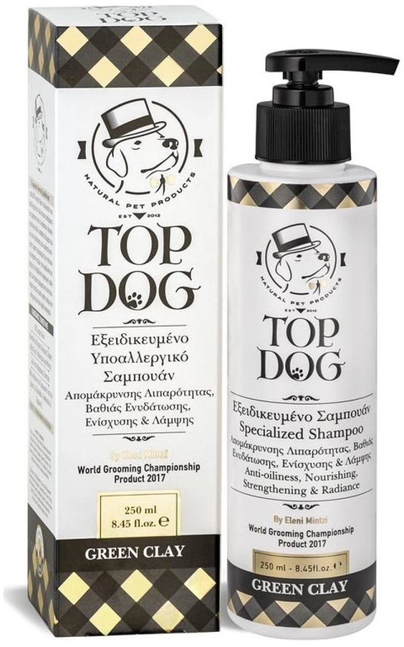 Top Dog Σαμπουάν Σκύλου Υποαλλεργικό Green Clay 250ml
