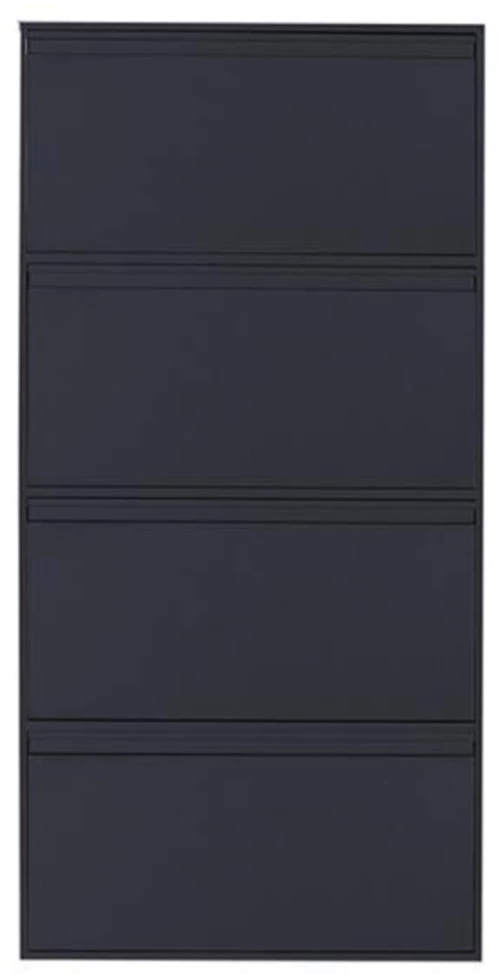 259185 Nextdeco παπουτσοθήκη μαύρη μεταλλική με 4 τμήματα Υ137,5x65,5x15,5εκ.