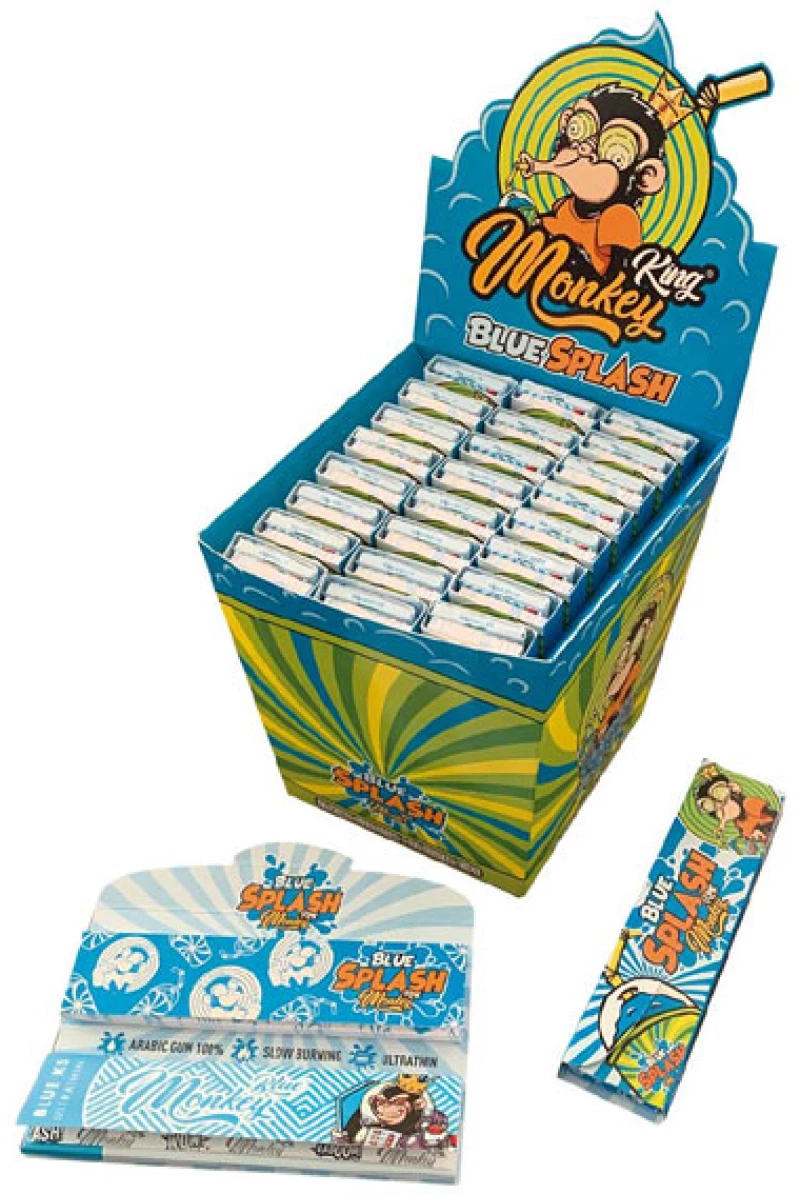 Monkey King Χαρτάκια Μπλε Αρωματικά - Smellpack Blue Splash King Size Slim με Τζιβάνα