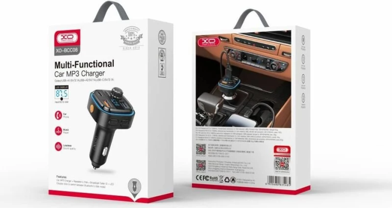 Xo bcc08 smart bluetooth mp3 +5v3.1a car charger with light