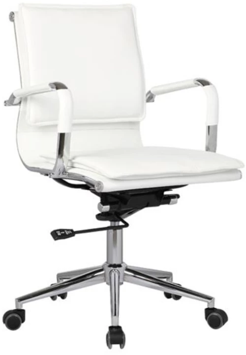 18480 BF3601 ΠΟΛΥΘΡΟΝΑ ΓΡΑΦΕΙΟΥ ΜΕΤΑΛΛΟ ΒΑΣΗ ΧΡΩΜΙΟ - PU ΑΣΠΡΟ 55x63x95/105cm