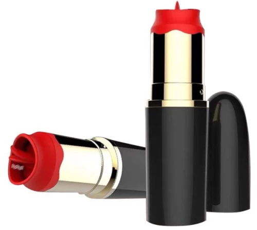Lipstick Vibrator with Stimulating Tongue USB Black