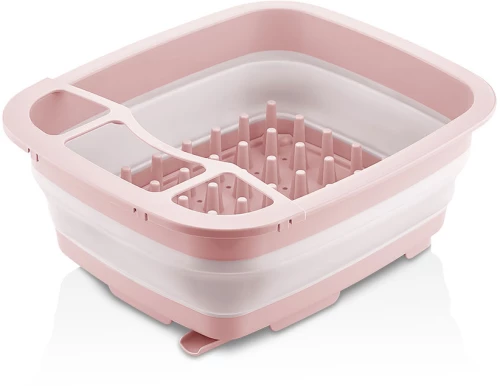 Πιατοθήκη Σιλικόνης Πτυσσόμενη Ροζ 9lt Qlux - 8693395018065