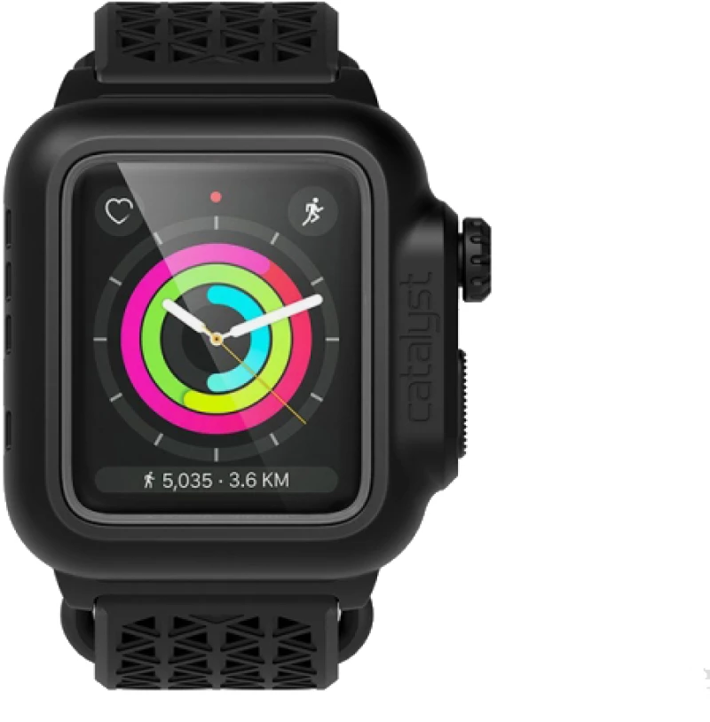 Waterproof  Case Apple watch S3 42mm-Sport Band-Stealth Black - Stealth Black