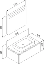 Σετ Έπιπλο Μπάνιου KUZEY Λευκό MDF 18mm Λάκα 80 9SKUZ080WHM