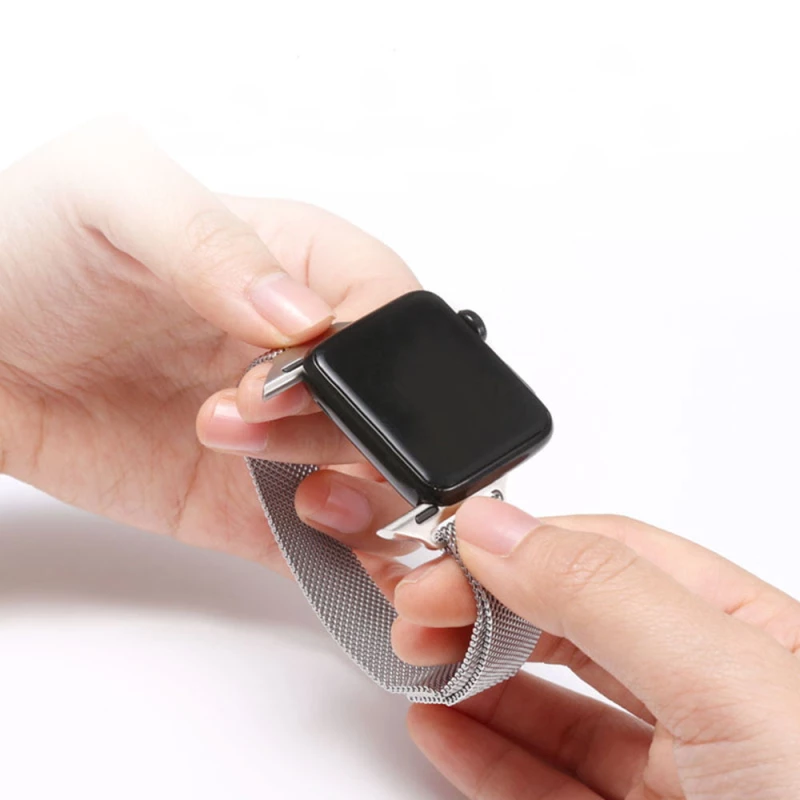 Techsuit - Watchband (W034) - Apple Watch 1 / 2 / 3 / 4 / 5 / 6 / 7 / 8 / SE (38mm / 40 mm / 41 mm) - Silver