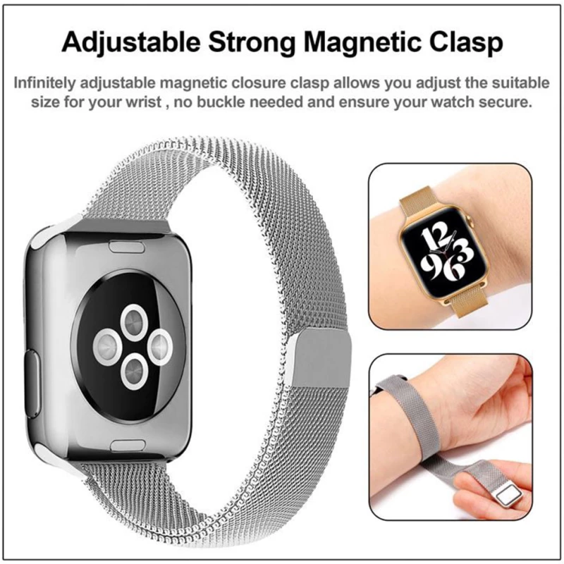 Techsuit - Watchband (W034) - Apple Watch 1 / 2 / 3 / 4 / 5 / 6 / 7 / 8 / SE (38mm / 40 mm / 41 mm) - Silver