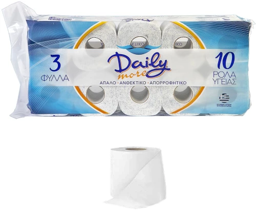 ΧΑΡΤΙ ΥΓΕΙΑΣ DAILY-NEW  3ΦΥΛΛΟ  ΠΑΚ=10 ΡΟΛΑ 82gr DAILY