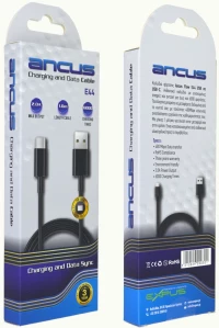 Καλώδιο Σύνδεσης και Φόρτισης Ancus Flow E44 USB σε USB-C 2.0A 480Mbps Data Transfer Μαύρο 1μ.