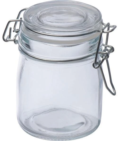 337555 Δοχείο γυάλινο με αεροστεγέΣ κλείσιμο 150 ml. Υ9,2xO5,7εκ.