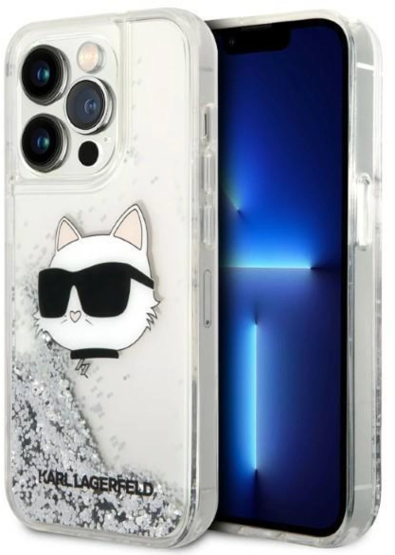 Karl Lagerfeld KLHCP14XLNHCS θήκη για iPhone 14 Pro Max 6.7" silver/silver hardcase Glitter Choupette Head*