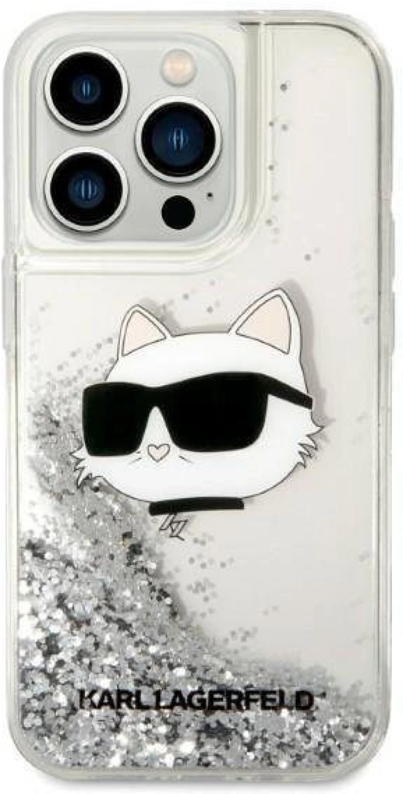 Karl Lagerfeld KLHCP14XLNHCS θήκη για iPhone 14 Pro Max 6.7" silver/silver hardcase Glitter Choupette Head*