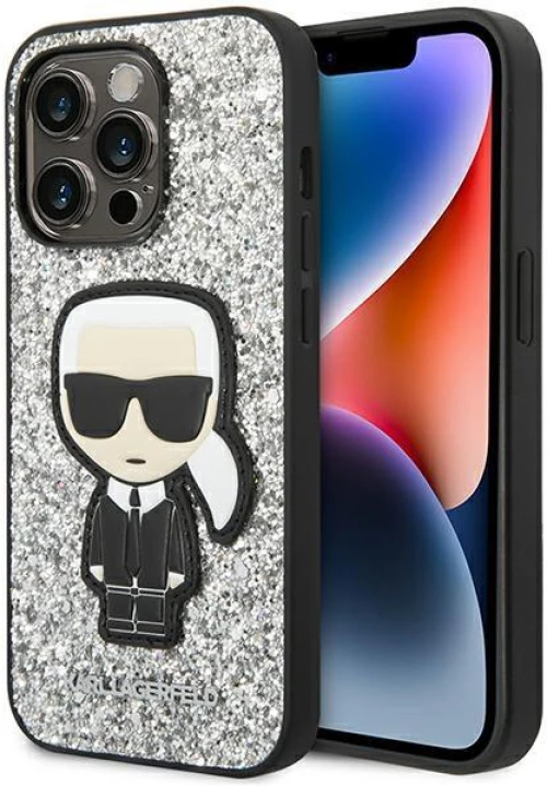 Karl Lagerfeld KLHCP14LGFKPG Θήκη για iPhone 14 Pro 6.1 "hardcase silver / silver Glitter Flakes Ikonik*
