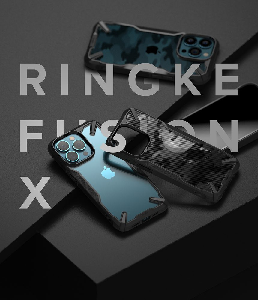 Ringke Fusion X Design durable PC Case with TPU Bumper Θήκη για iPhone 13 Pro camo black *