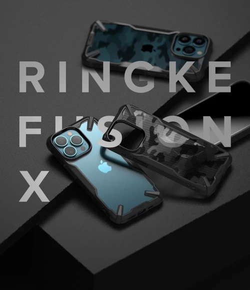 Ringke Fusion X Design durable PC Case with TPU Bumper Θήκη για iPhone 13 Pro camo black *