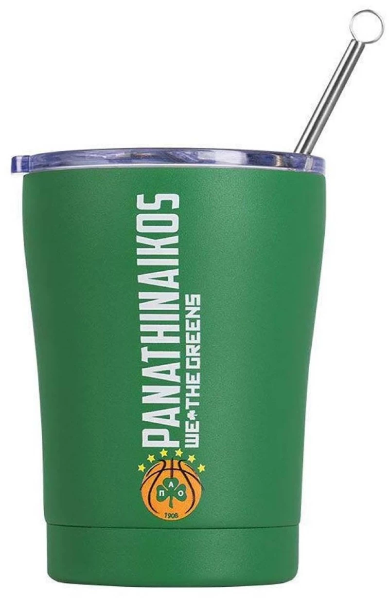 Estia Coffee Mug Panathinaikos BC Ποτήρι Θερμός με Καλαμάκι 350ml