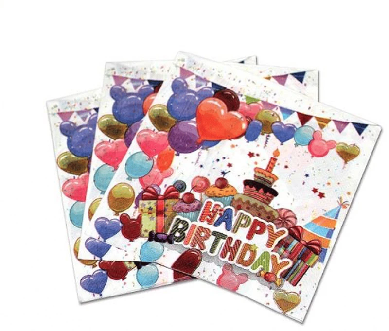 Χαρτοπετσέτες Happy Birthday με μπαλόνια 33x33cm 10τμχ