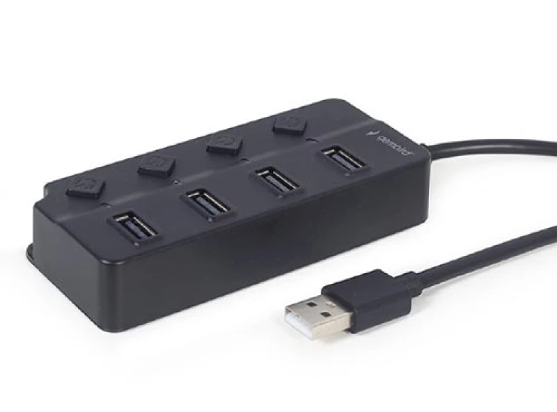 GEMBIRD USB 2.0 4-PORT HUB WITH SWITCHES BLACK