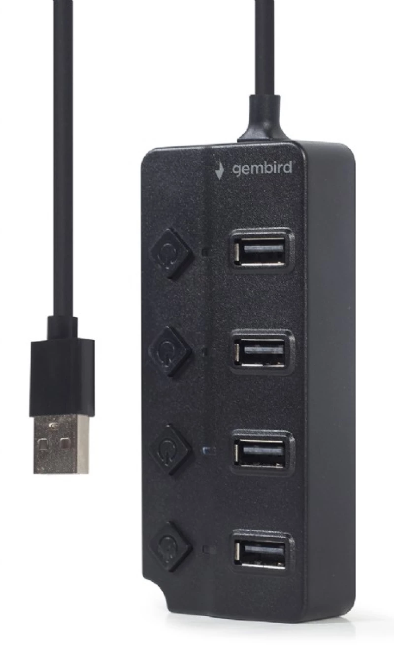 GEMBIRD USB 2.0 4-PORT HUB WITH SWITCHES BLACK