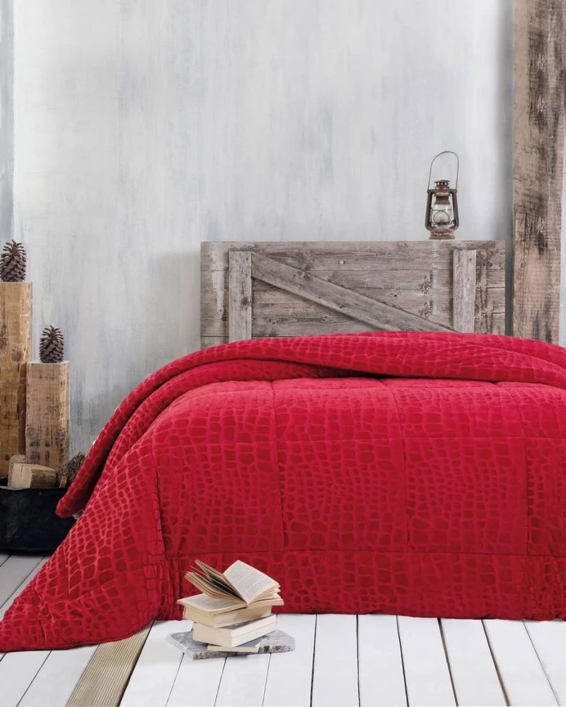 ΚΟΥΒΕΡΤΟΠΑΠΛΩΜΑ CROCO ΚΟΚΚΙΝΟ 220X240 760gsm VELVET