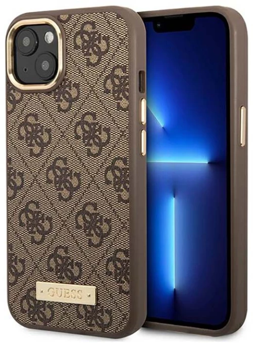 Guess 4G Logo Plate MagSafe - Case for iPhone 14 (Brown)