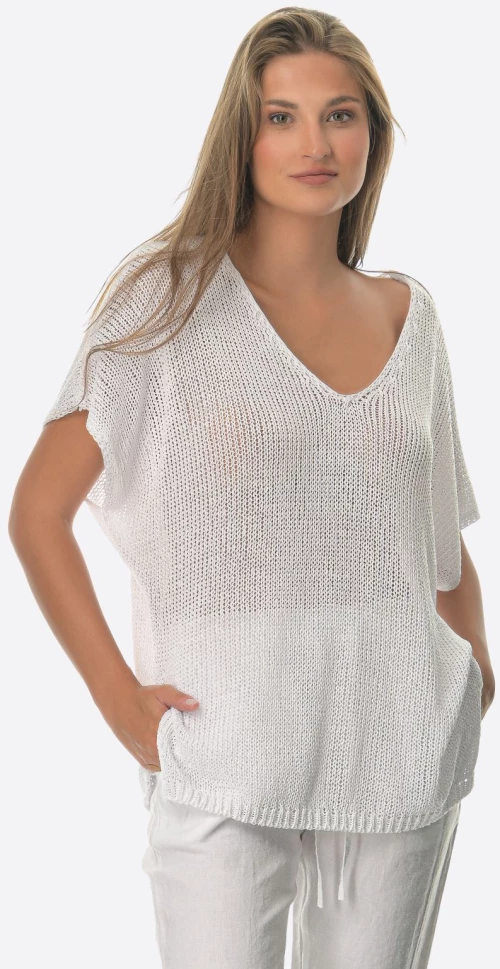 Μπλούζα Γυναικεία V Sweater  Άσπρη