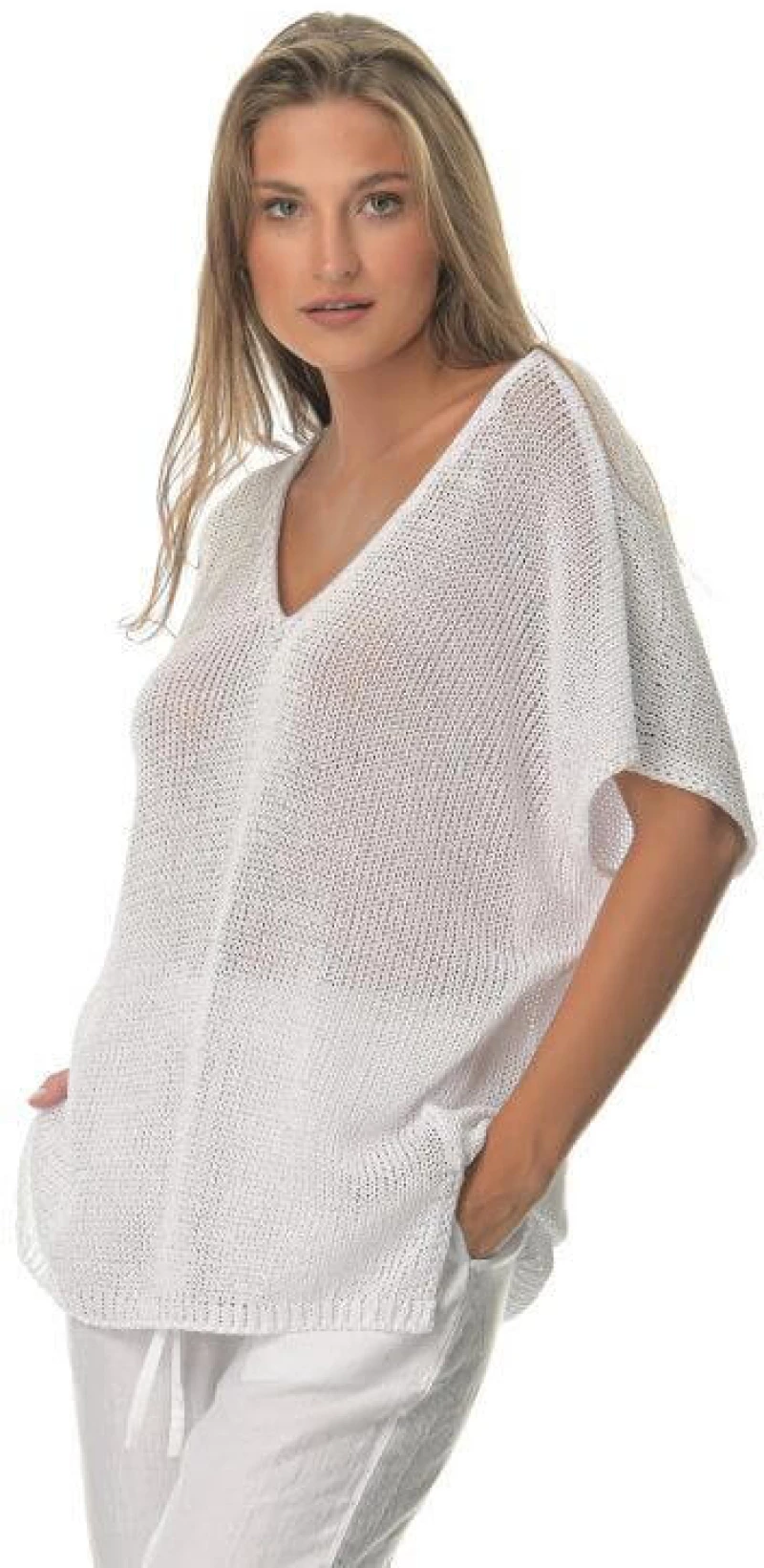 Μπλούζα Γυναικεία V Sweater  Άσπρη