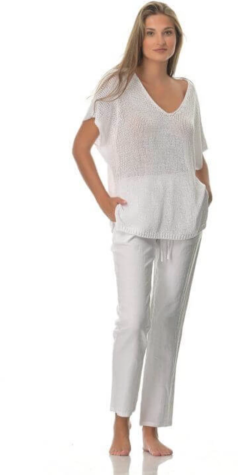 Μπλούζα Γυναικεία V Sweater  Άσπρη