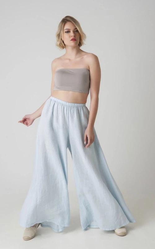 Παντελόνα Γυναικεία Palazzo Light Blue