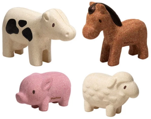 Ξύλινο Παιχνίδι Σετ με ζώα της φάρμας της Plan Toys