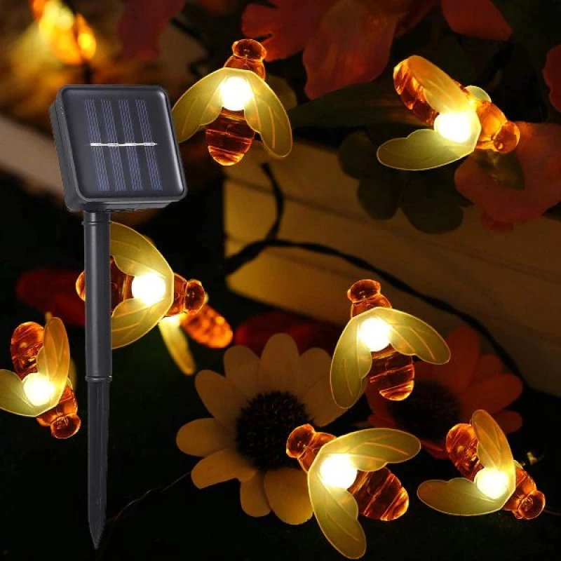Ηλιακά φωτάκια κήπου μέλισσες solar lights 30Led 8 προγράμματα, ζεστό λευκό