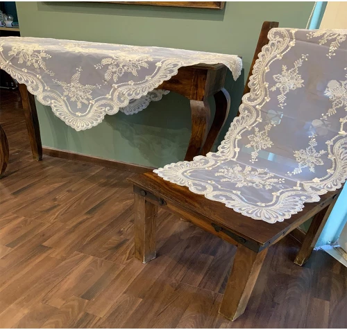 Runner 40x160cm με κέντημα, δαντέλα και τούλι, ιβουάρ χρώμα Liolios Home Ν31