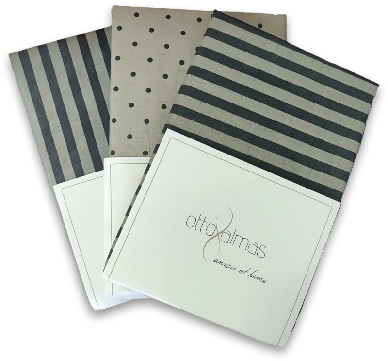 Σεντόνια υπέρδιπλα σετ 4 τμχ 240x270cm Otto almas striped - puncte Ανθρακί