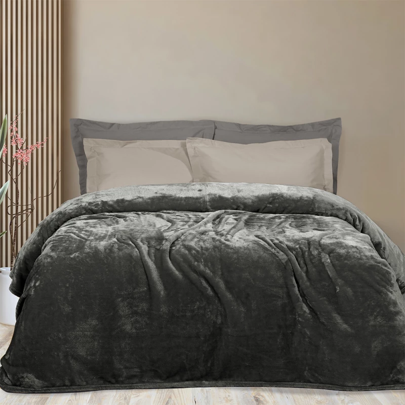 Κουβέρτα  βελούδινη διπλή 220x240cm deluxe Joli 3800gr Γκρι