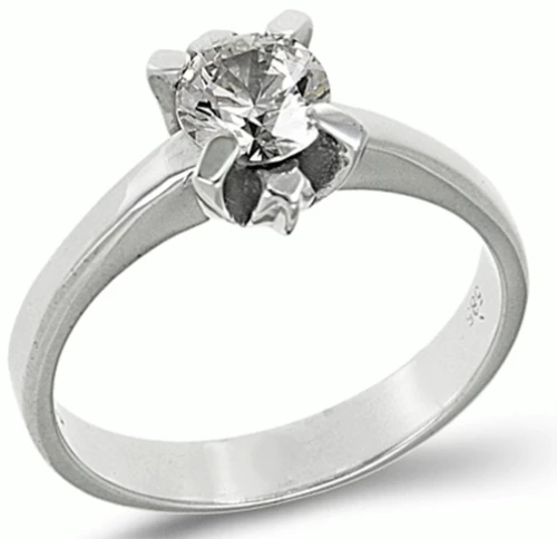 Λευκό Μονόπετρο Δαχτυλίδι 14k 0165Λ