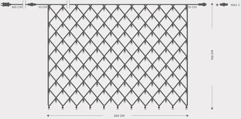 ΔΙΧΤΥ, 240 LED 31V, ΕΠΕΚΤ. ΠΡΑΣΙΝΟ ΚΑΛ. ΛΕΥΚΟ LED, 200Χ150cm - (600-11380)