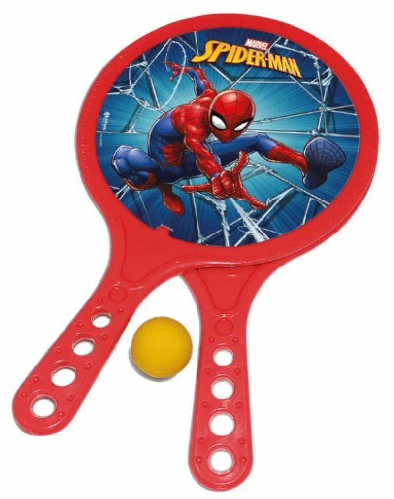Ρακέτα Θαλάσσης Spiderman Πλαστική Κωδ.22883 Σετ 2 τμχ. με μπαλάκι