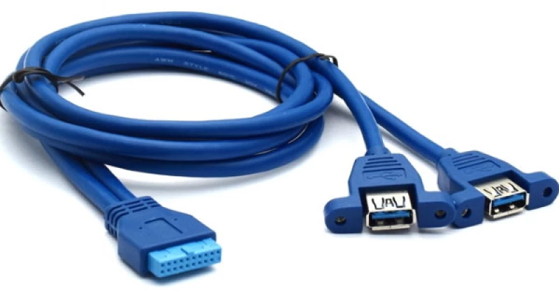 Καλώδιο USB 3.0 19pin Θηλυκό Σύνδεσης Μητρικής σε 2x USB 3.0 Θηλυκό (80cm) (Μαύρο) (OEM)