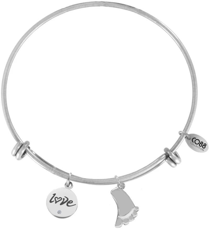 Steel Bracelet Pendants Round Text Foot, Brand CO88 - 8CB-13019