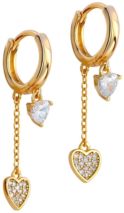 Σκουλαρίκια Σε Ασήμι 925 Με Χρύσωμα Κ18 και Λευκές Πέτρες Ζιργκόν / PRINCE SILVERO / 2TA-SC156-3