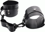 BDSM Δερμάτινες χειροπέδες με διπλό δέρμα 6cm/2,5cm και λουράκι