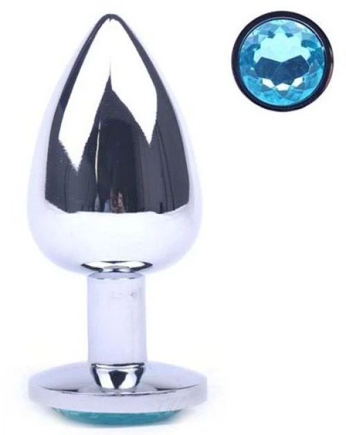Blue Large Metallic Anal Plug